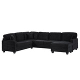 Upholstered U-Shaped Sectional Sofa with Movable Ottoman and Storage Pockets - Multiple Colors