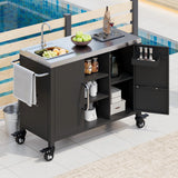K&K 55.5" Outdoor Kitchen Island with Sink
