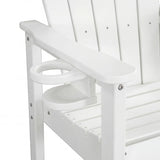 Outdoor Bar Height Adirondack Patio Chair With Cup Holder And Armrests All Weather UV Resistant - White