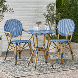 Outdoor PE Rattan and Aluminum 3 Piece French Bistro Set