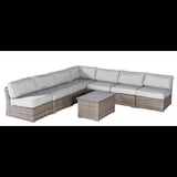 Wicker Sectional Sofa with Cushions and Table - Gray