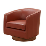 Tessa Caramel Top Grain Leather Swivel Chair with Wood Base