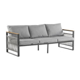 4-Pieces Outdoor Metal Patio Furniture Set with Cushions