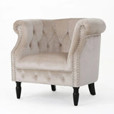Celestialis Upholstered Club Chair with Tub Design and Rolled Recessed Armrests