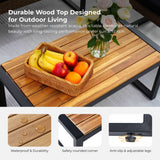 4 Piece Patio Furniture Set With Acacia Wood Table Top