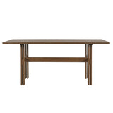 7-Piece Mid-Century Dining Set, 71" Rectangular Rubber Wood Dining Table