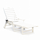 HDPE Chaise Lounge Chair Outdoor, Pool Lounge Chairs with 4-Position Adjustable Backrest, Supports Up to 360 LBS for Patio Poolside Deck Beach Backyard (white)