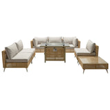 K&K 8-Piece Patio Furniture Set with Fire Pit Table