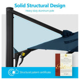 Round Cantilever Patio Umbrella With 360 Rotation & Infinite Tilt Adjustment