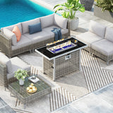 K&K Patio 8-Piece Patio Furniture Set with 43" Fire Pit Table