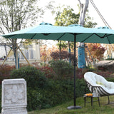 14.8 Ft Double Sided Outdoor Umbrella Rectangular Large with Crank (Light Green)
