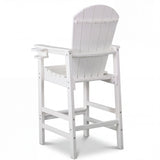Outdoor Bar Height Adirondack Patio Chair With Cup Holder And Armrests All Weather UV Resistant - White