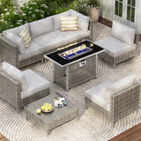 K&K Patio 8-Piece Patio Furniture Set with 43" Fire Pit Table