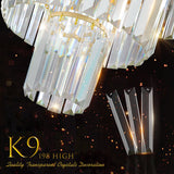 (Same as W1340126461/L5023) 20' Luxury 4-Tier Crystal Chandelier, 12-Light Gold Frame Pendant Light, Elegant Ceiling Lighting for Living Room, Dining Room, Bedroom (No Bulbs)