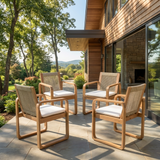 2-Piece Outdoor Dining Chairs Set: Acacia Wood with Rope Back