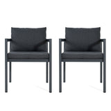 7 Piece Outdoor Dining Set With Table And 6 Chairs - Black / Gray / Teak