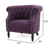 Celestialis Upholstered Club Chair with Tub Design and Rolled Recessed Armrests