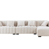 L-Shape Sectional Sofa with Deep Tufted Velvet Upholstered Right Chaise Modular Sofa