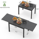 Patio Dining Expandable Table, Metal Aluminum Outdoor Table for 6-8 Person