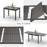 Patio Dining Expandable Table, Metal Aluminum Outdoor Table for 6-8 Person