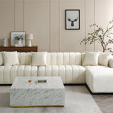 L-Shape Sectional Sofa with Deep Tufted Velvet Upholstered Right Chaise Modular Sofa