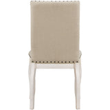 TREXM Set of 2 Dining Chairs - Wood Upholstered with Nailhead