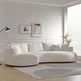 Curved Sofa with Ingenious Shape - 5-Seat Boucle Sectional - Beige
