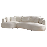 Curved Sofa with Ingenious Shape - 5-Seat Boucle Sectional - Beige