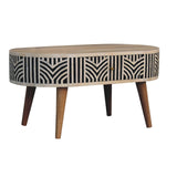 Edessa Bone Inlay Coffee Table, 2-Drawers, Nordic Legs