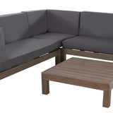 Oana Outdoor Wooden Sectional Set With Cushions