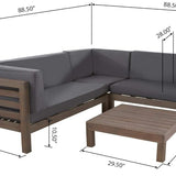 Oana Outdoor Wooden Sectional Set With Cushions