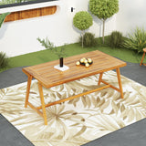 Modern Outdoor Dining Table with Acacia Wood and Teak Finish