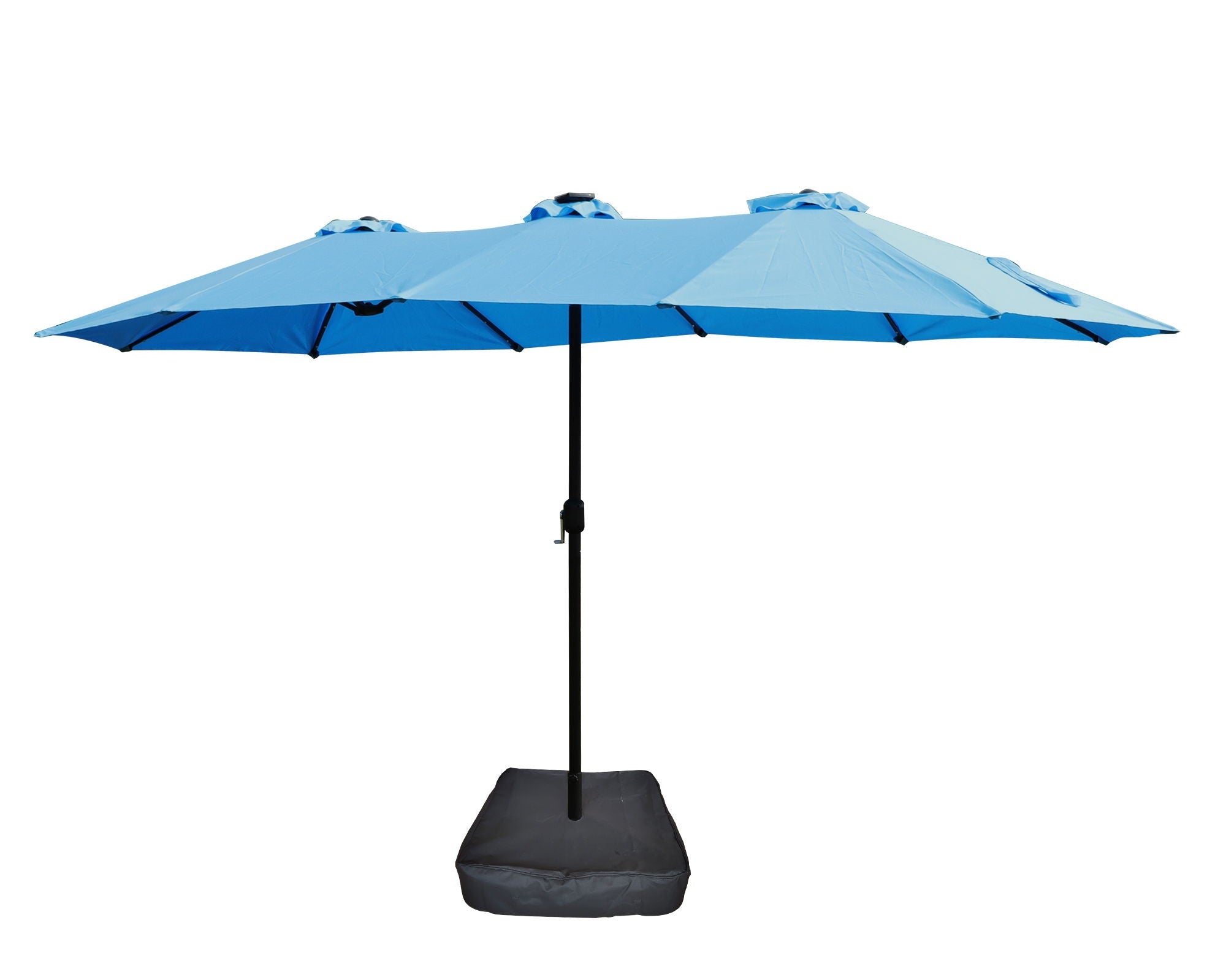 Double- Sided Outdoor Market Umbrella With Lights And Base