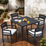 Outdoor Modern Dining Set, Chairs Sunbrella Cushioned And Dining Table With Umbrella Hole