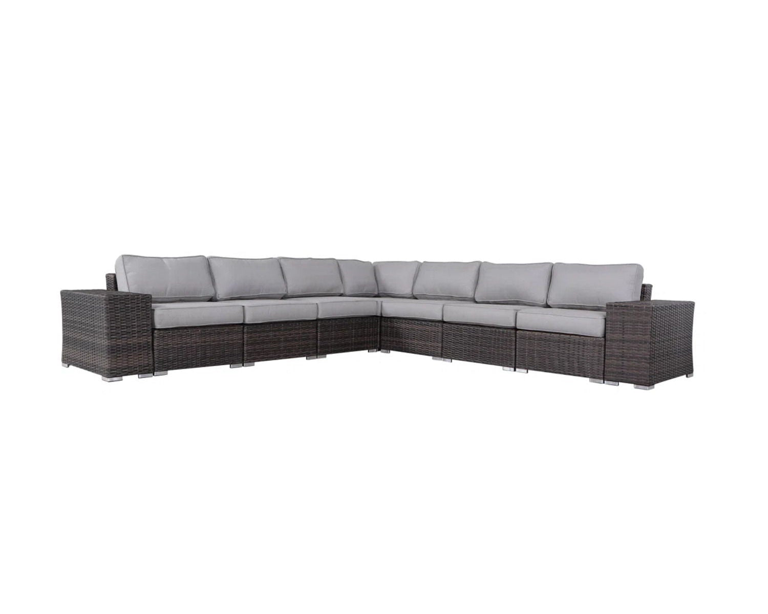 Rattan Sectional Sofa Set with Cushions - Gray, Dark Brown, or Beige