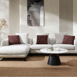 Mardi Tweed Sectional Sofa With 3 Pillows - Maroon / Beige
