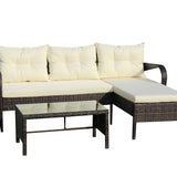 Outdoor Patio Furniture 3-Piece Conversation Set (Beige Cushion)