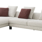 Mardi Tweed Sectional Sofa With 3 Pillows - Maroon / Beige