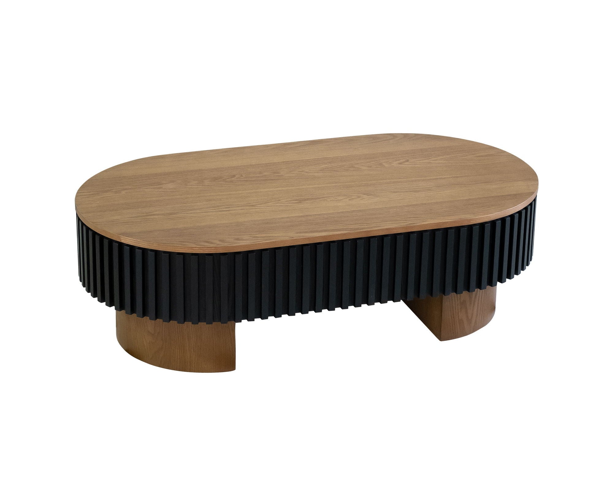 Elliptical Living Room Coffee Table With Hidden Storage And Removable Tabletop