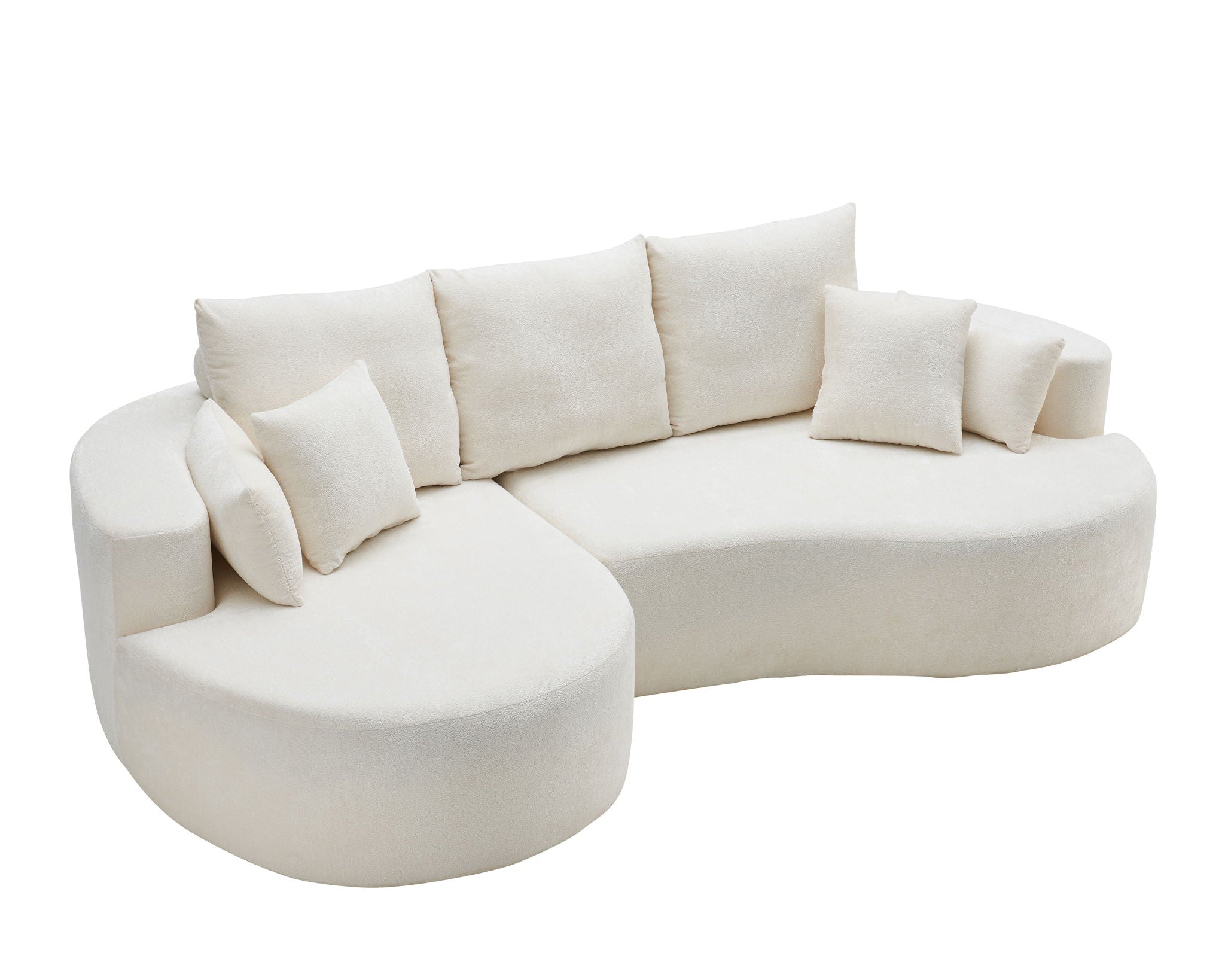 2 Piece Fabric Cloud Curved Sectional Sofa With Chaise For Living Room