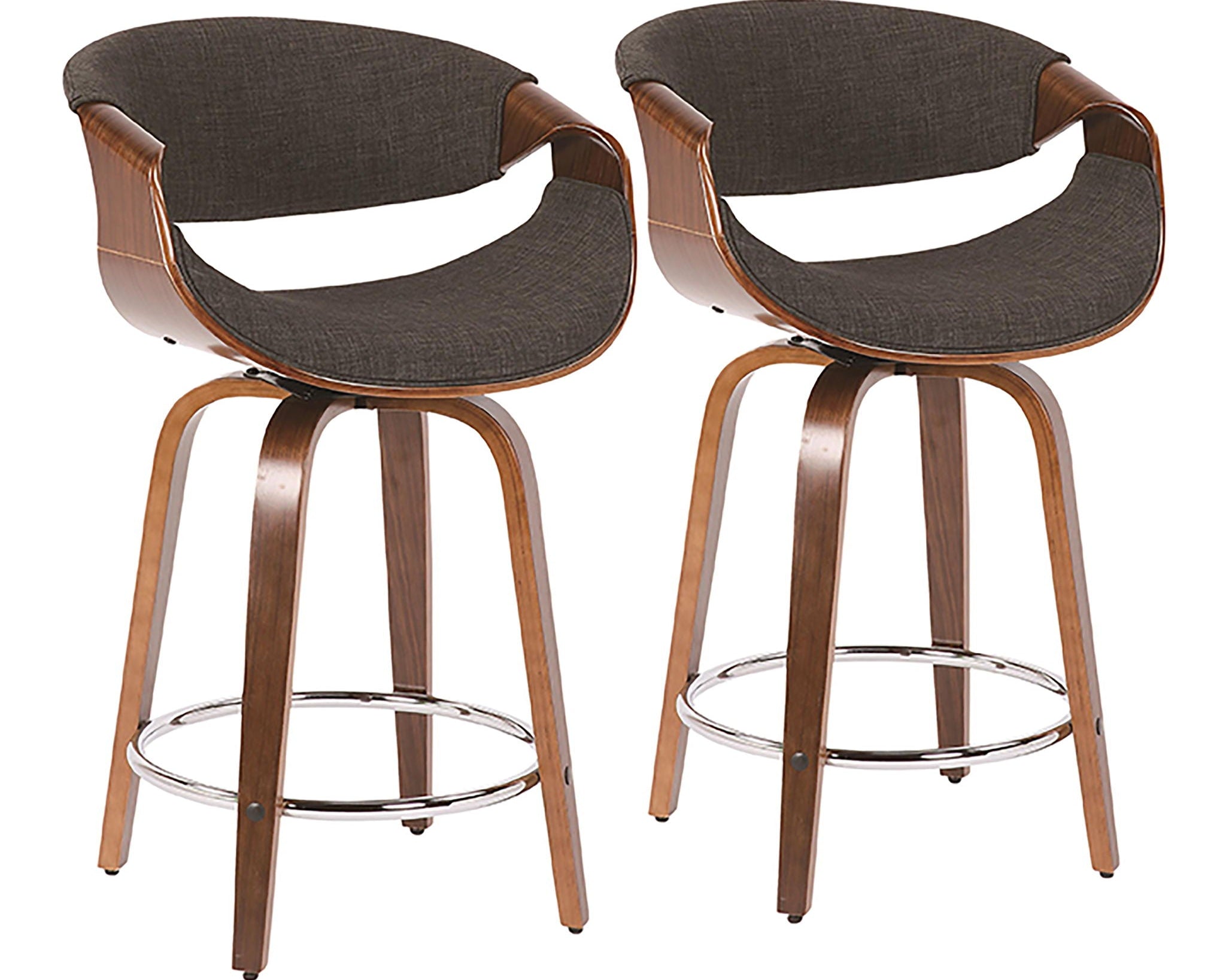 Curvini - Mid Century Modern Counter Stool (Set of 2)