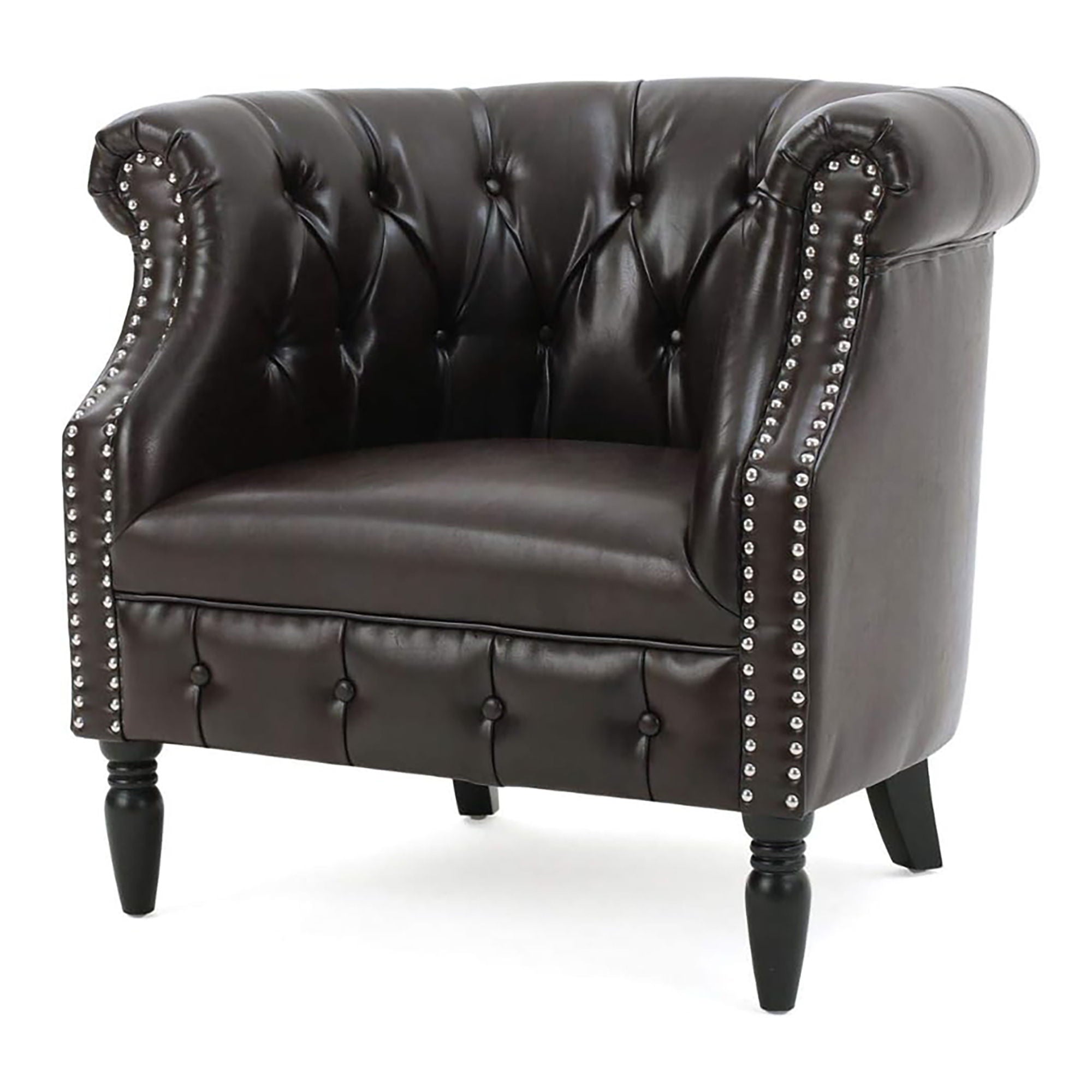 Celestialis Upholstered Club Chair with Tub Design and Rolled Recessed Armrests