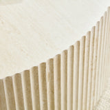 Faux Travertine Round Coffee Table with Eye-Catching Relief Design