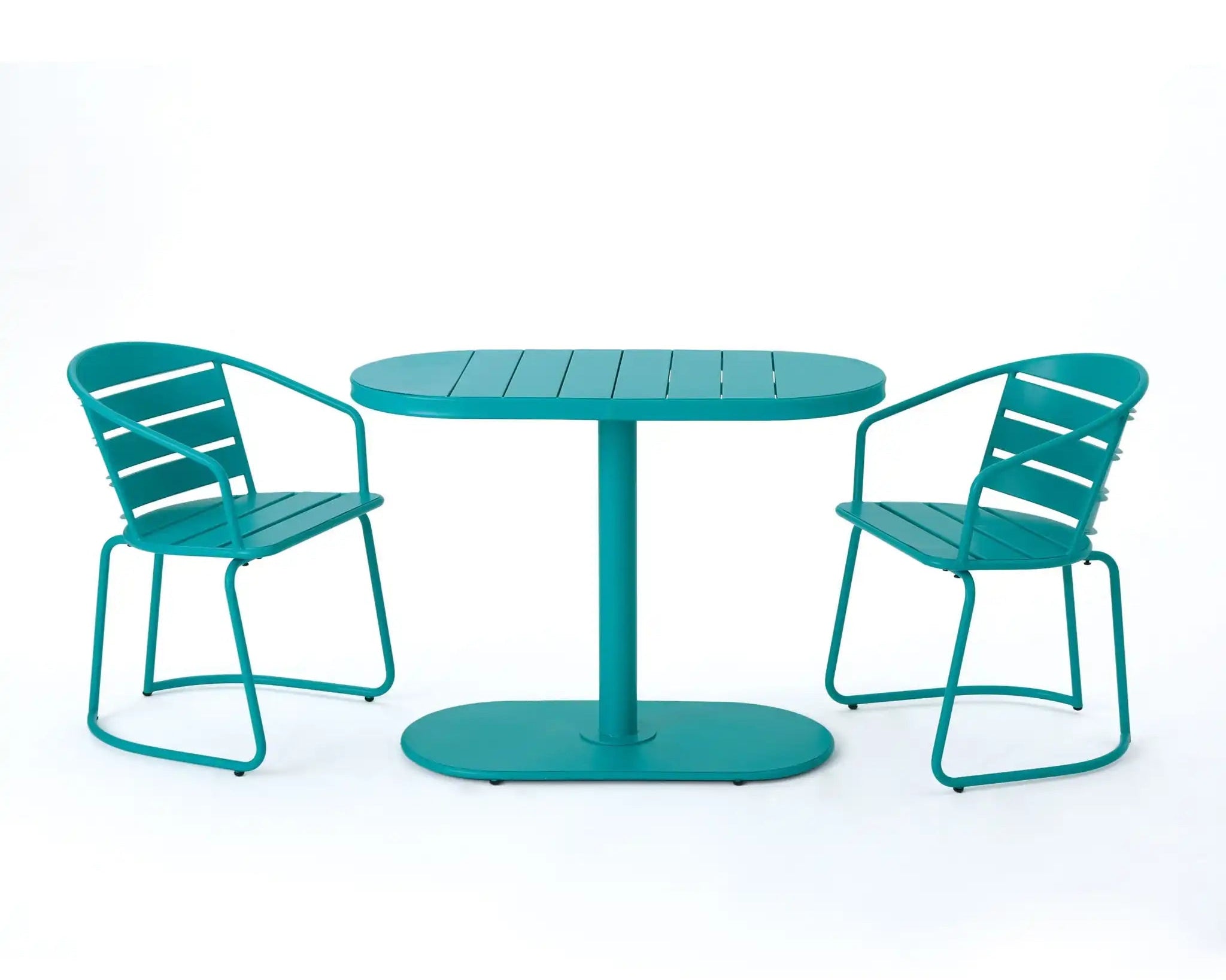 3 Piece Elegant Outdoor Bistro Set With 2 Chairs And Oval Table
