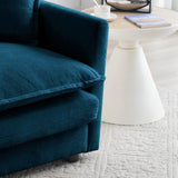 2-Piece Upholstered Sectional Sofa Set in Blue Chenille