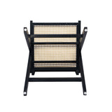 Modern Minimalist Bar Stool With Cane Seat - Black / Natural