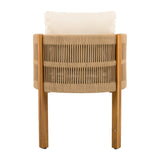 Outdoor Dining Set with Acacia Wood Table and 4 Chairs, Beige