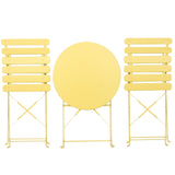 3 Pieces Patio Bistro Balcony Metal Chair Table Set - Yellow