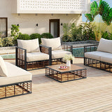 7-Piece Metal Patio Sectional Sofa Set with Water-Resistant Cushions - Modern
