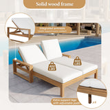 TREXM Outdoor Double Lounge Chair with 5-Position Adjustable Backrest